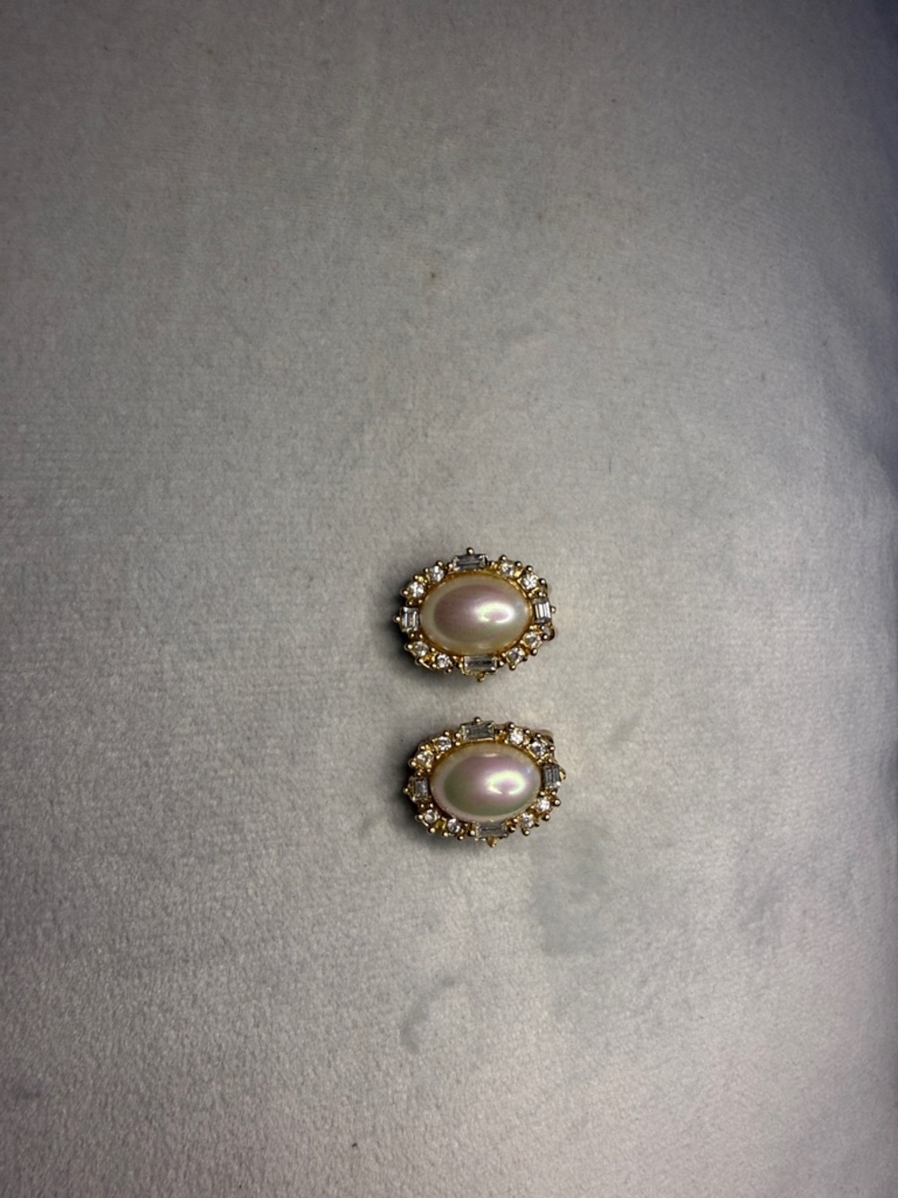 Dior Gold-Tone Earrings with Iridescent Pearl and Clear Crystal Halo